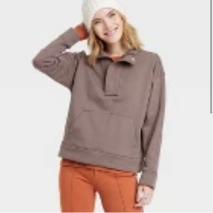 Women’s light brown xs Quarter Zip Fleece Sweatshirt- A New Day.